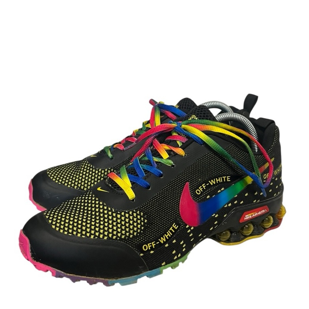 Nike | Airmax Shox Off-White Black Rainbow Colored Accents Sneakers 8.5 - Picture 3 of 10